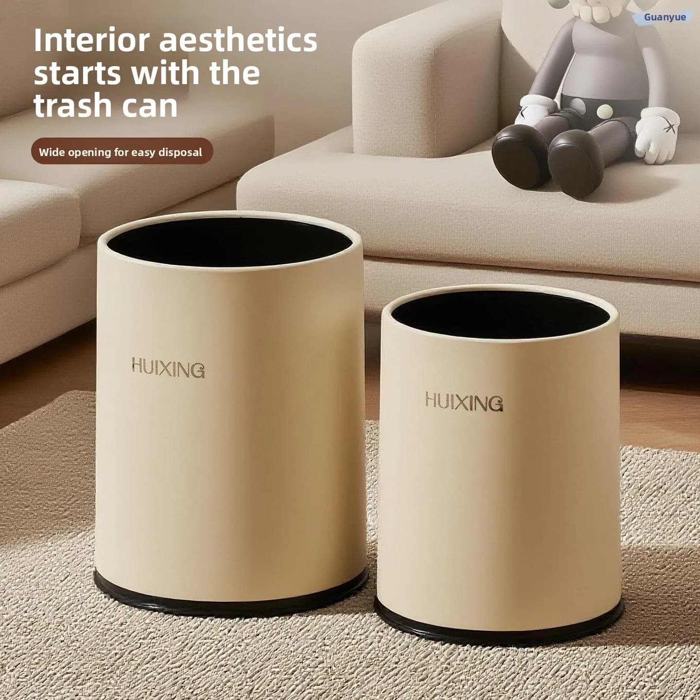 Large Capacity Double Layer Trash Can for Home Office Kitchen Living Room Bedroom Bathroom Luxury Trash Basket Waste Paper Ba...