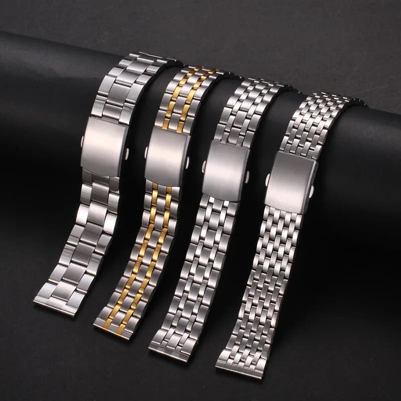 Stainless Steel Watch Strap Universal Strap with Foldable Safety Clasp for Women's Strap 18mm 20mm 22mm Belt Accessories for Watch
