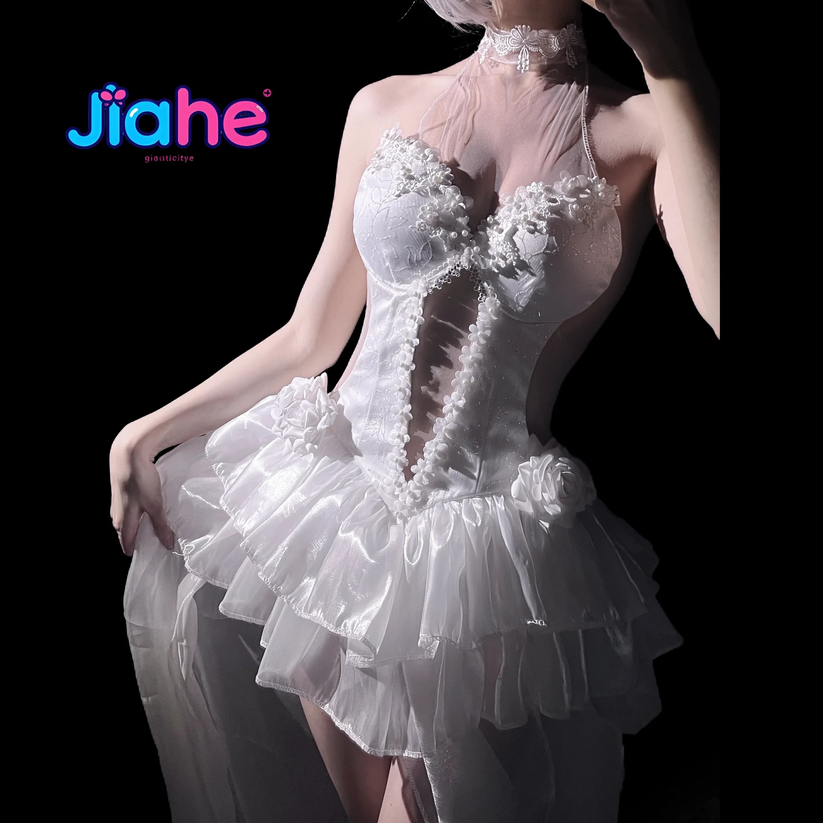 Game Azur Lane HMS Sirius Cosplay Costume White and elegant flower wedding dress, Halloween carnival women's role-playing dress