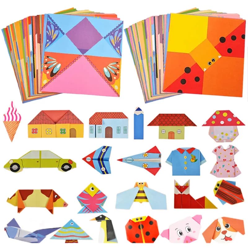 108sheets Cartoon Origami Kit Handmade DIY Crafts Decor Paper Animals Lifestyle Styles Origami Suitable for Beginners TMZ
