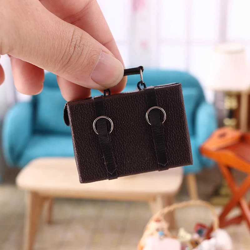 1:12 scala bambola in miniatura bagaglio in pelle valigia Vintage accessori per la casa delle bambole giocattoli per bambini per la decorazione della casa delle bambole