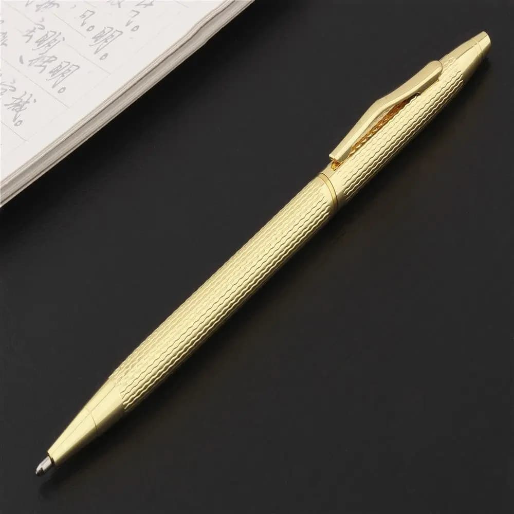 Liscio finanziario Regalo per bambini Affari Inchiostro nero Cancelleria Golden Wist Wave Pattern Penna in metallo Penna gel Penna a sfera