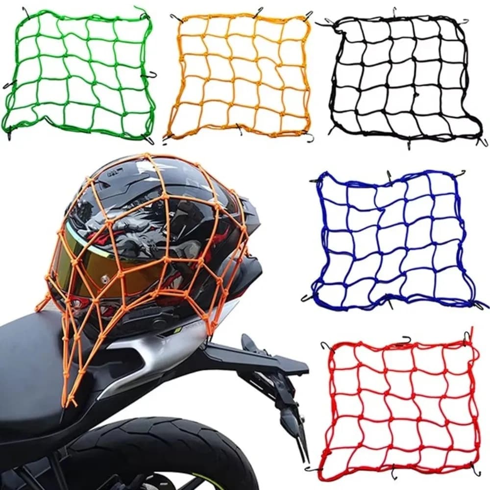 30x30cm/40x40cm Motorcycle Elastic Net Helmet Tank Luggage Bike Web Motorcycle Storage Mesh 6 Hooks Motorcycle Accessories