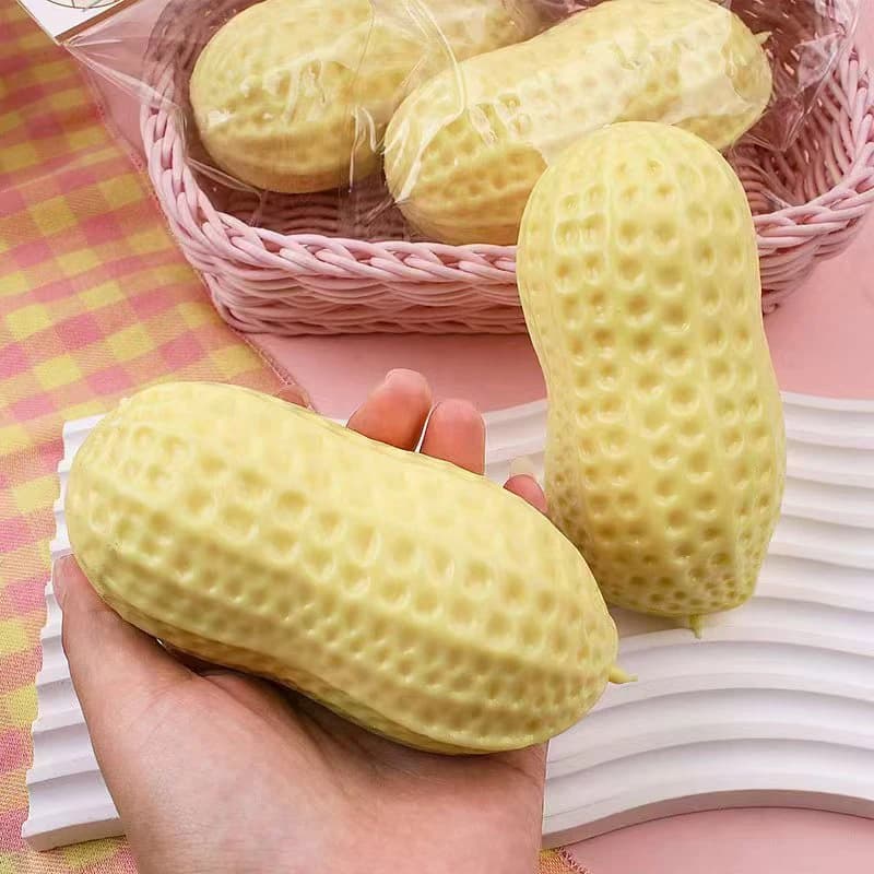 Pallina Antistress a Forma di Arachide, Giocattolo Morbido e Soffice, Giocattolo Sensoriale ASMR, Giochi Antistress per Bambini e Adulti