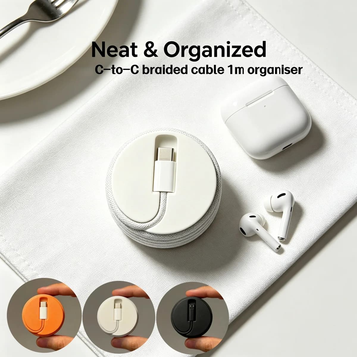 Organizzatore di cavi: organizer per cavi C-to-C circolare intrecciato da 1 metro – un must per gli appassionati di ordine.