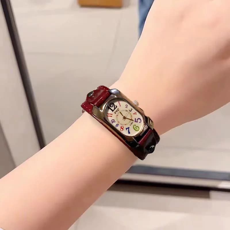 Orologio da donna alla moda con cassa quadrata, cinturino in vera pelle, orologio da polso di marca di lusso al quarzo, orologi casual da donna con quadrante quadrato