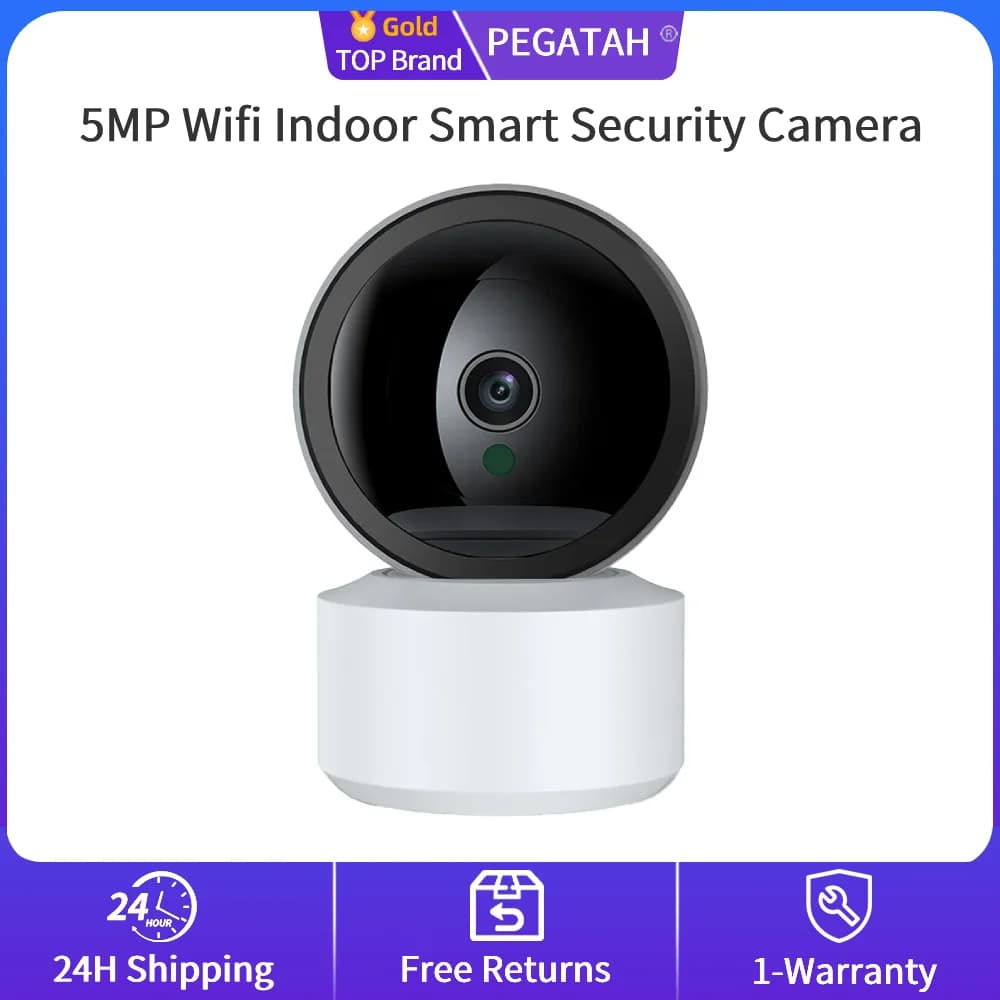 PEGATAH 5MP Wifi Telecamera di sicurezza intelligente per interni per Baby Monitor Telecamera per cani Zoom 4.0X Visione IR ultra lunga Distanza O-Kam APP