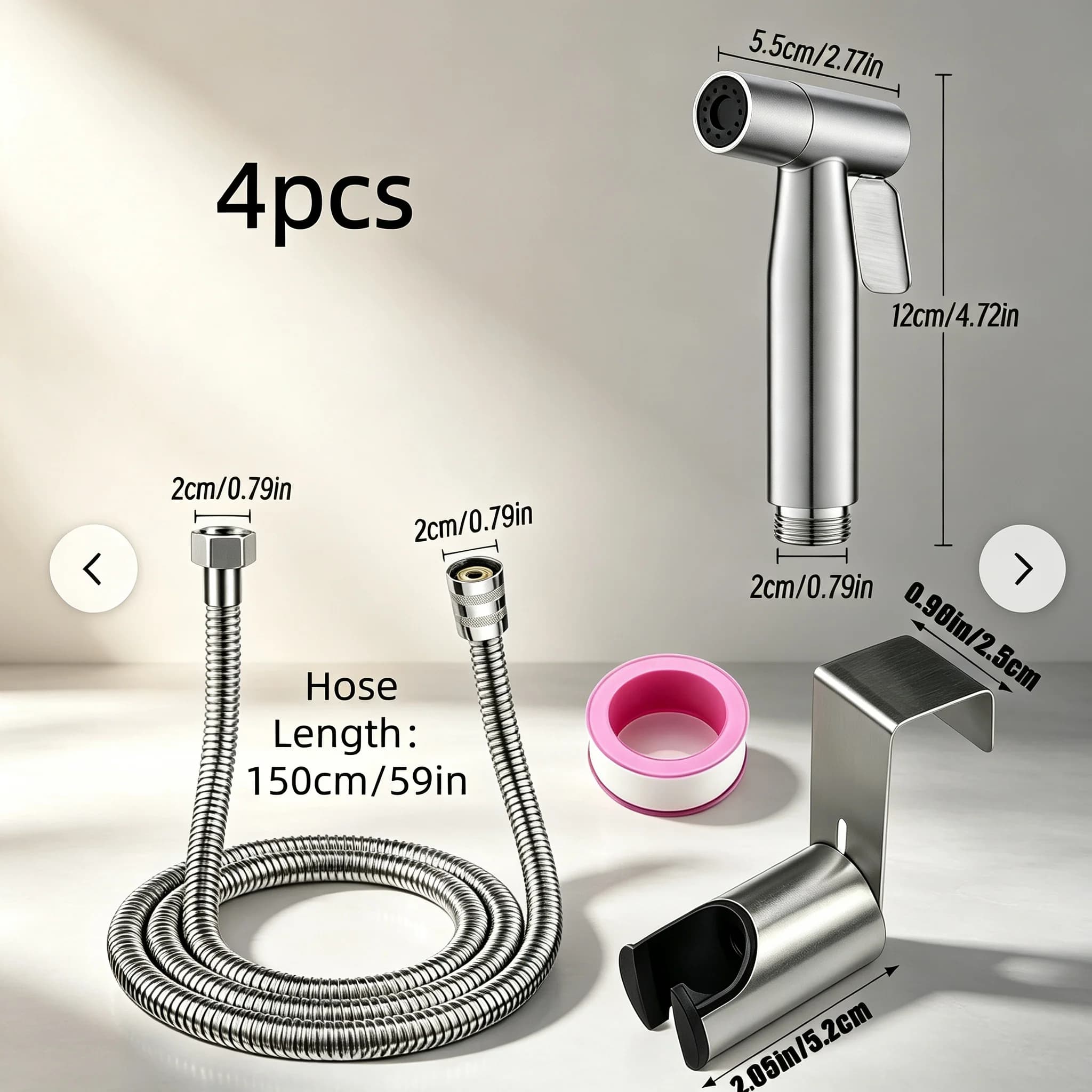 Handheld Toilet Spray Gun Brushed Stainless Steel Bathroom Bidet Water Sprayer for Home Personal Cleaning