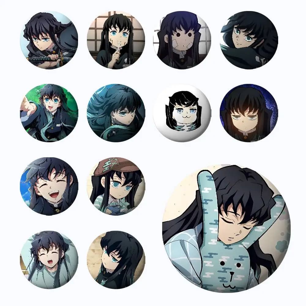 M-Muichiro Tokitos Badges Tinplate Soft Button Pin Brooch Metal Badge Custom Jewelry Accessories Hat Bag Lapel