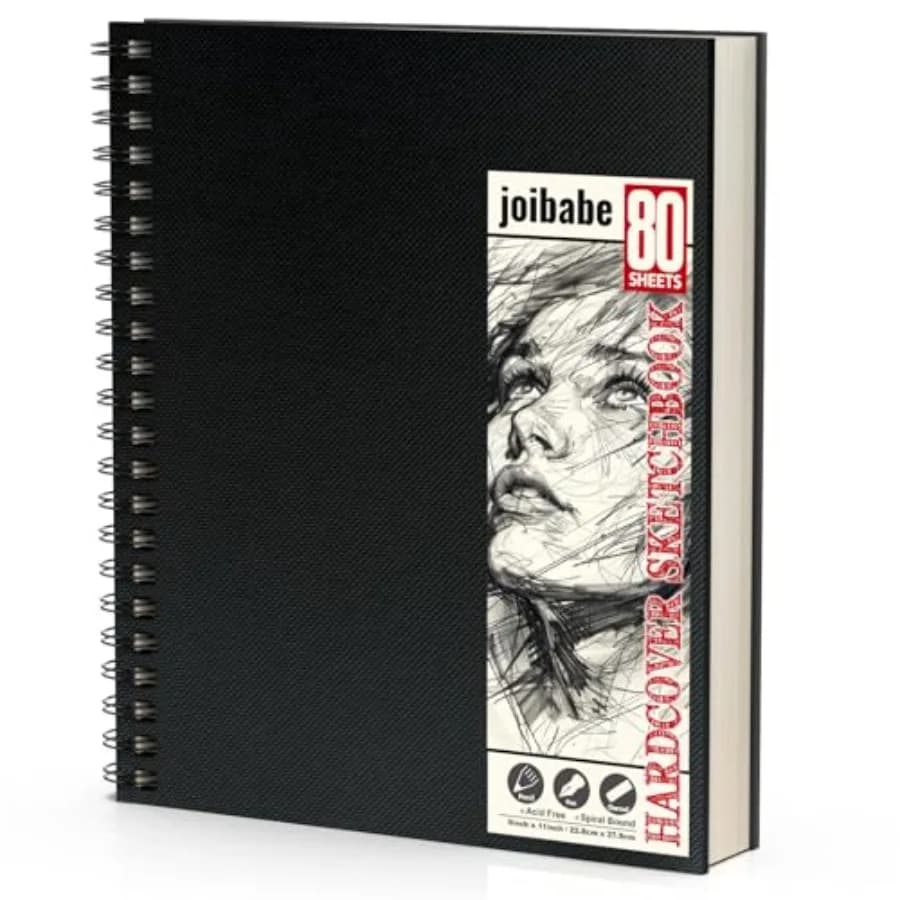 9" x 11" Sketch Book 1 Pack 80-Sheets 68lb/100gsm Double-Sided Hardbound Sketchbook, Spiral Bound, Acid Free Paper Painting Dra