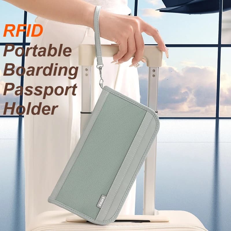 Travel Stylish Lightweight Portable Passport Holder Large Capacity RFID Material Anti-Theft Clutch Wallet