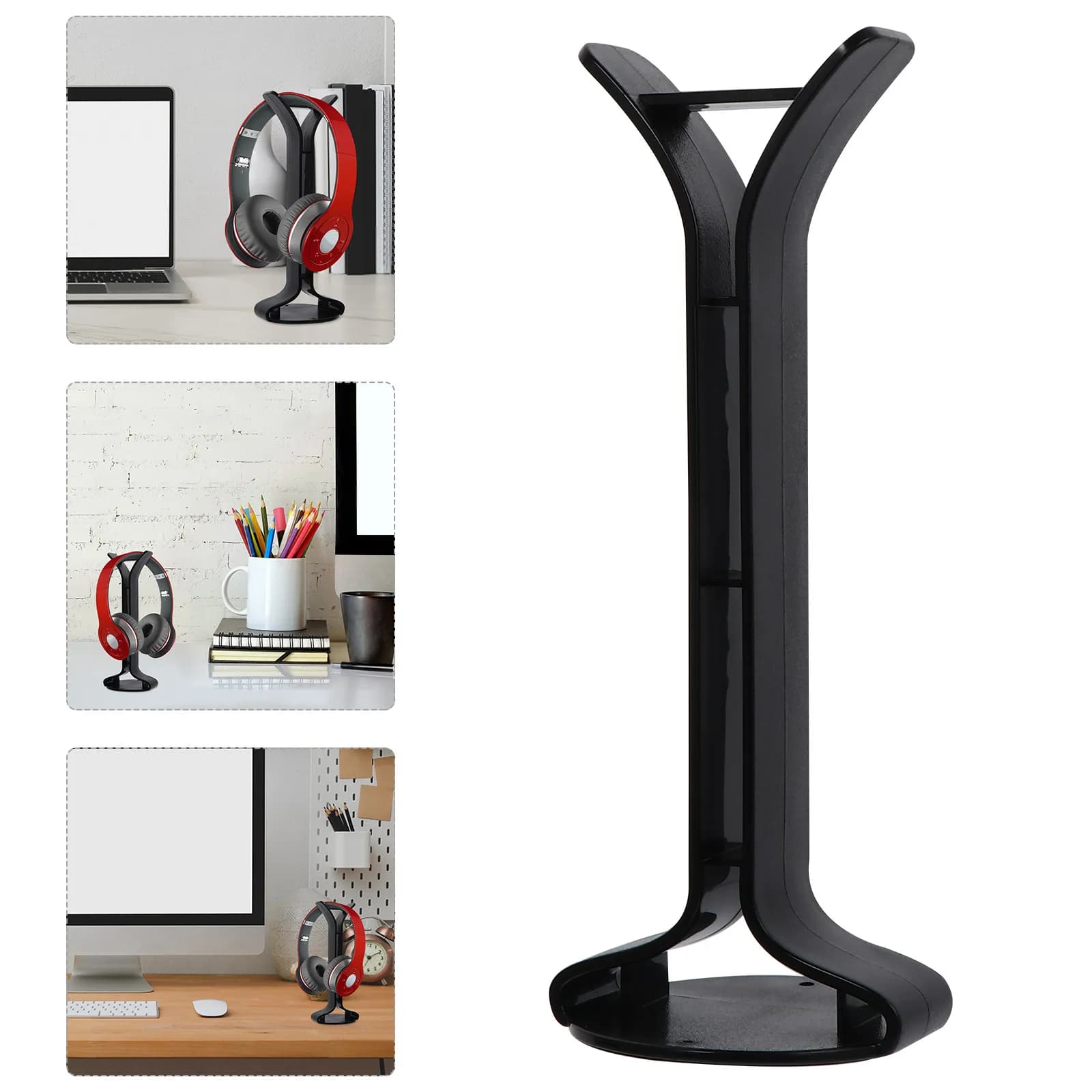 Supporto per Cuffie in ABS Premium, Organizzatore da Scrivania Compatto e Antiscivolo per Cuffie da Gaming, Uso Domestico, Ufficio e Dormitorio