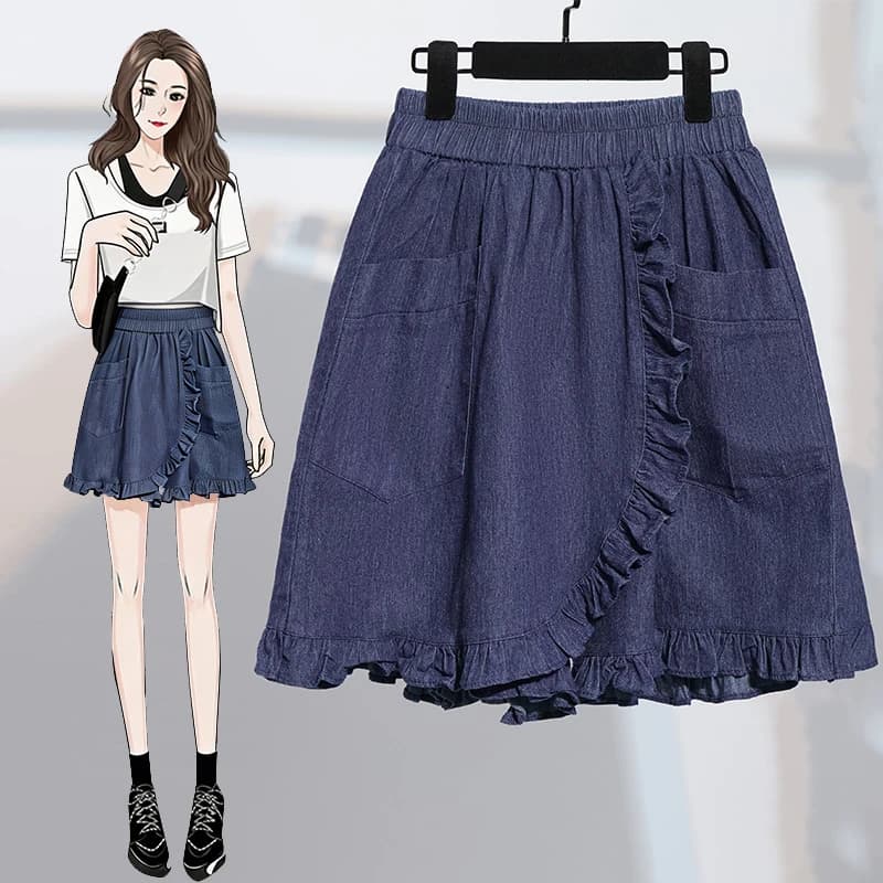 Nuovi Pantaloncini Estivi da Donna Casual a Gamba Larga in Jeans, Vita Alta con Dettagli in Legno, Stile Commuter, Pantaloni Artistici a Zampa
