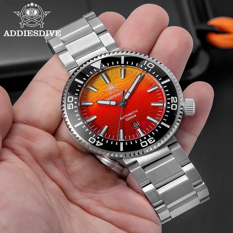 ADDIESDIVE Orologi automatici da uomo 1000M Impermeabile Zaffiro Fiamma Nuvole Texture Lusso BGW9 Luminoso Nuovo orologio subacqueo AD2526
