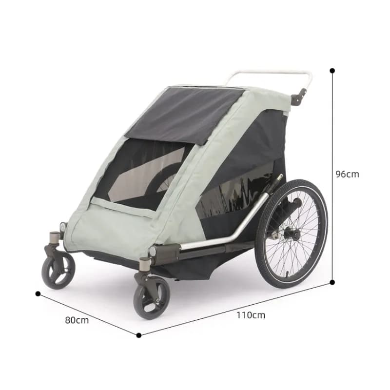 Personalizzazione del rimorchio parasole doppio a quattro ruote pieghevole con copertura per zanzariera per passeggino doppio da campeggio all'aperto