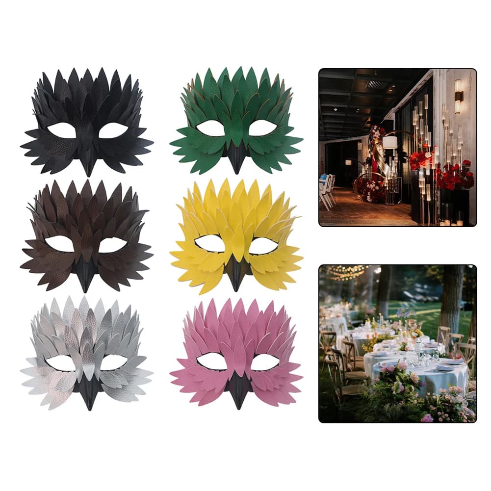 Maschera di piume a mezza faccia con becco d'uccello per feste in costume per festival di travestimento di Halloween Leggero e confortevole