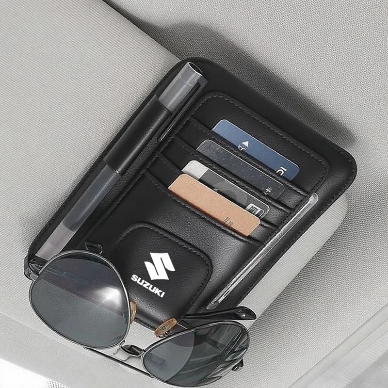 Organizer per visiera auto, borsa multitasche, porta carte e occhiali, per Suzuki Swift Vitara Baleno Jimny Samurai Ignis DZire Splash