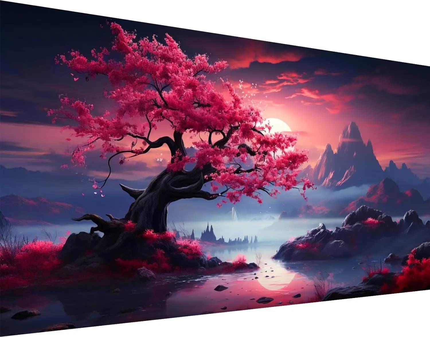 igoodom Grande Kit di Pittura Diamantata, Paesaggio, per Adulti, con Diamanti Rotondi Grandi e Copertura Completa, Arte con Gemme Fai da Te