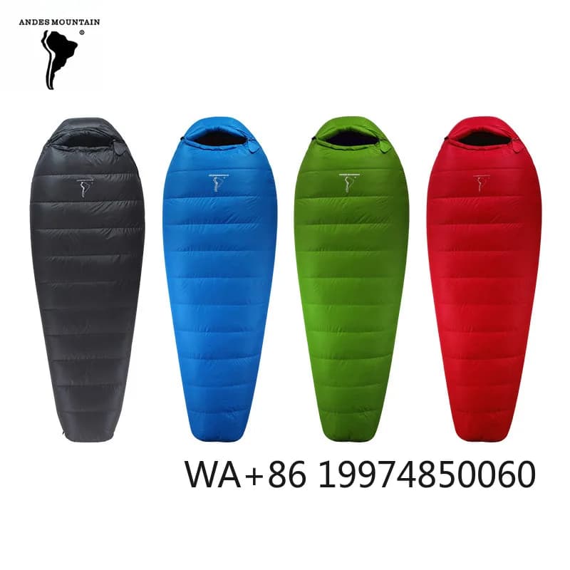 Andes Mountain Outdoor Ultralight Camp Sleeping Gear 20D Nylon Multi Size Impermeabile Tenere al caldo Sacco a pelo in piuma d'anatra da campeggio