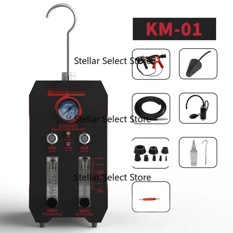 Car smoke leak detector, auto repair shop tool, engine pipe leak detection, intake and exhaust leak tester