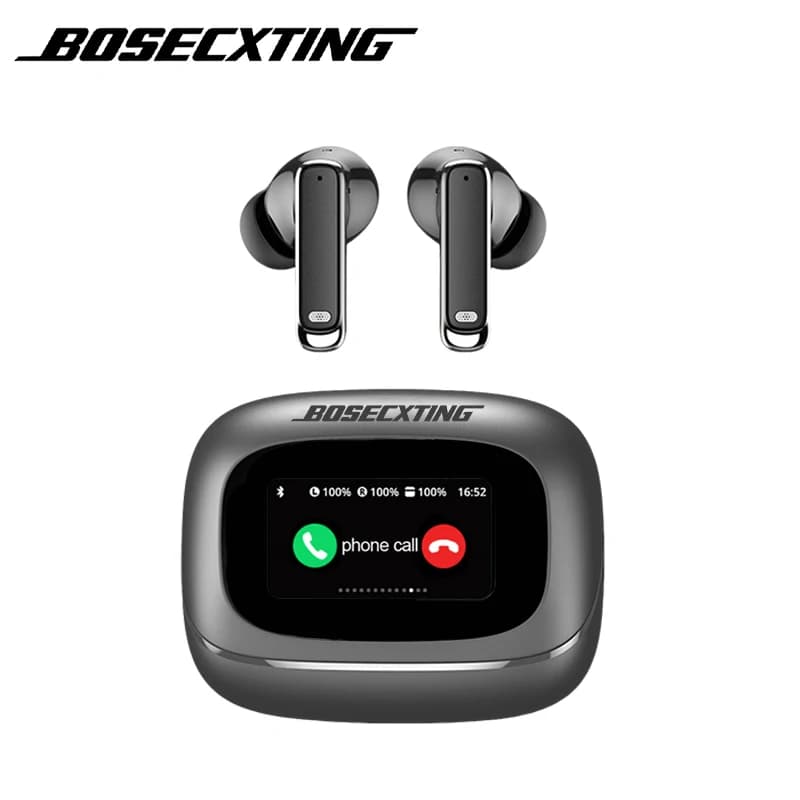 BOSECXT TOUR PRO6 TWS Wireless Bluetooth Earphones Smart Touch Screen ANC Active Noise Cancellation Earbuds Heavy Bass Earbuds