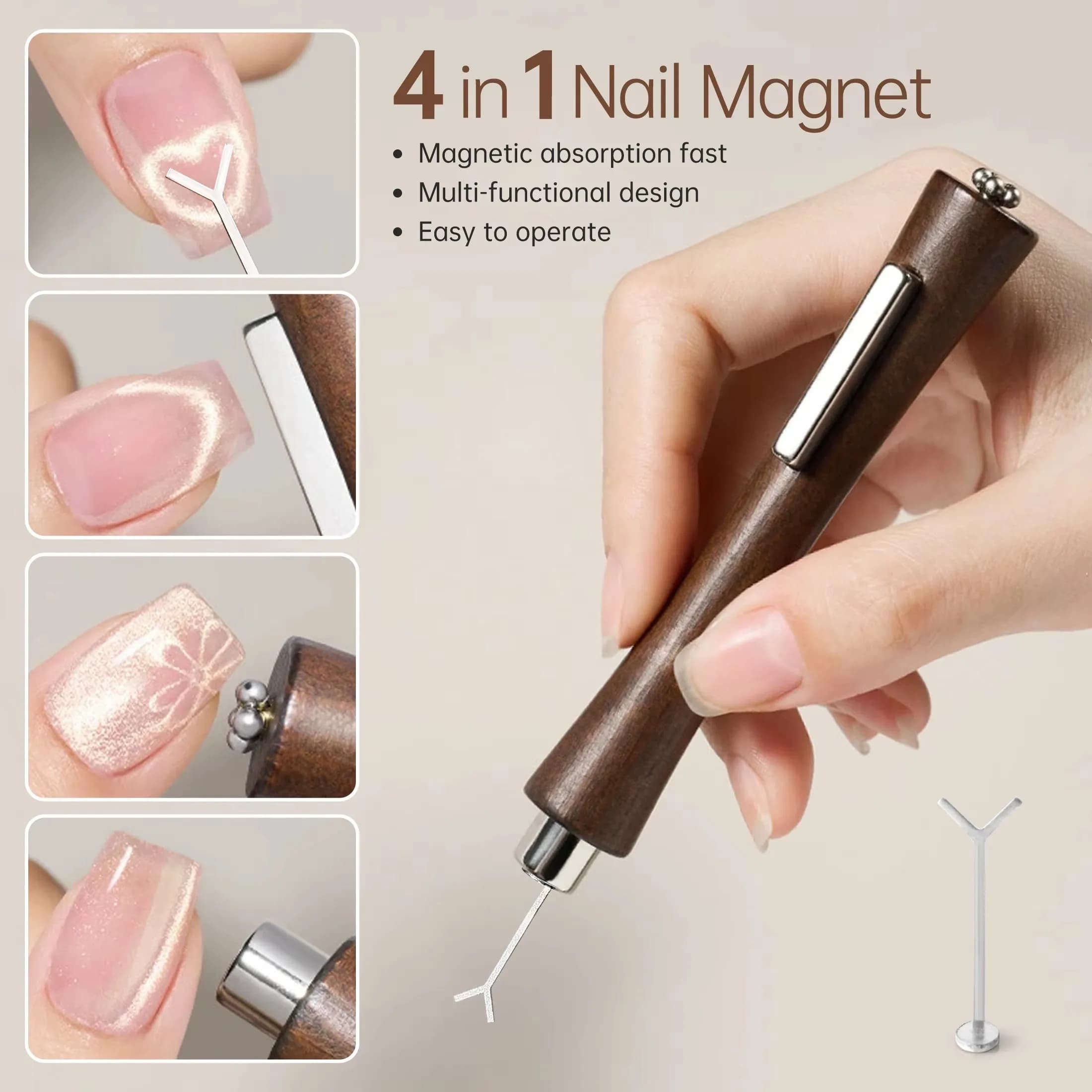 2 pz 3In1 Forte Multifunzionale Unghie Artistiche Bastone Magnetico Con Ferro A Forma di Y Per Occhio di Gatto Smalto Del Chiodo Effetto Cuore Unghie artistiche strumenti