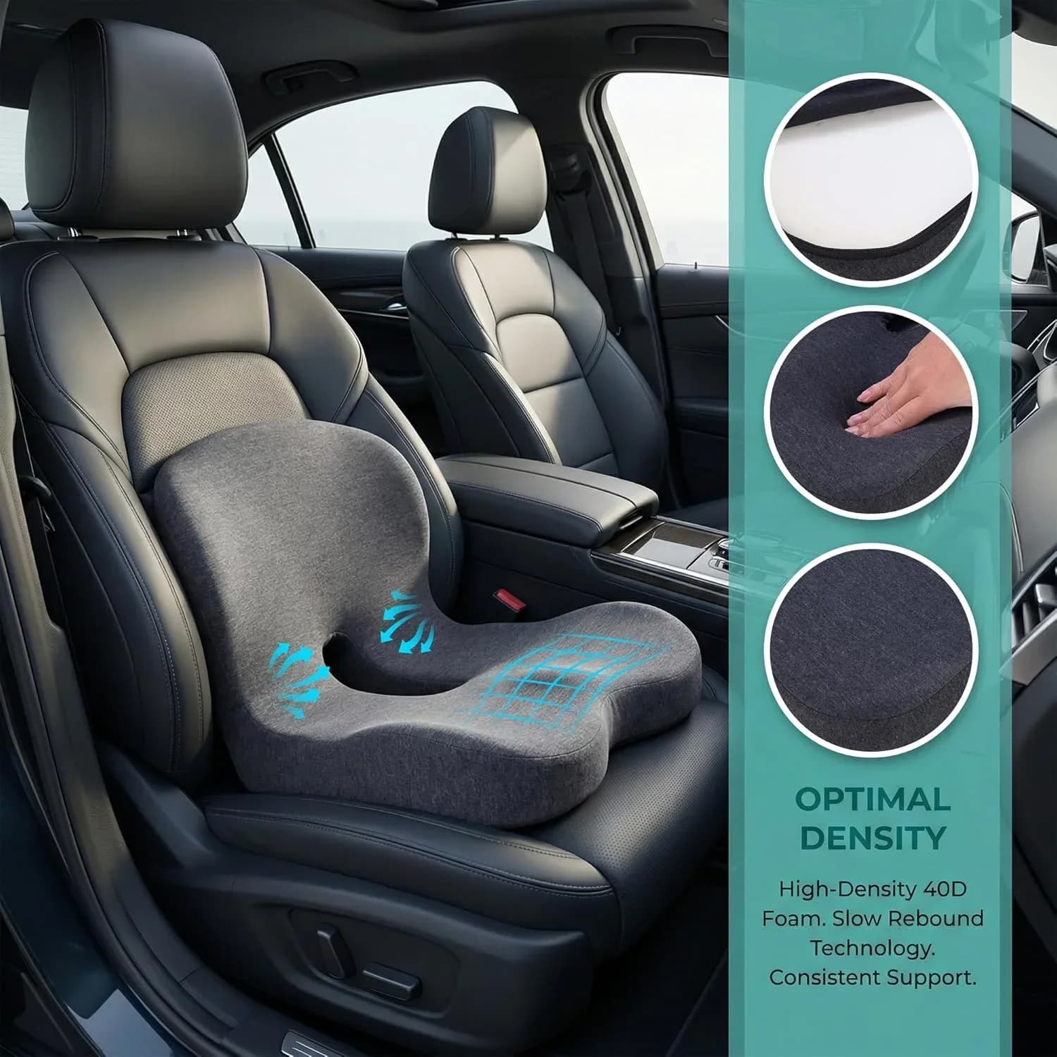 NEW Car Memory Foam Cushion Interior Accessories Pillow Car Seat Waist Pillow Lumbar Support Office Pillow Chair Cushion