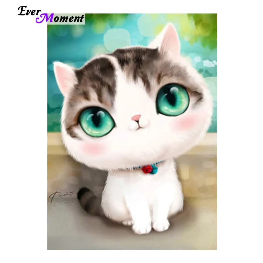 DIY 5D Diamond Painting Mosaic Cute Cat Needlework Gift Square Round Stones Resin Diamond Embroidery Kits Picture ASF599
