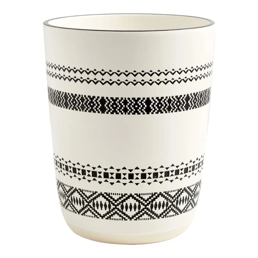 Cestino Boho Chic per Soggiorno o Camera da Letto, Cestino in Ceramica Nero Opaco con Texture Artigianale, Elegante Decorazione per la Casa