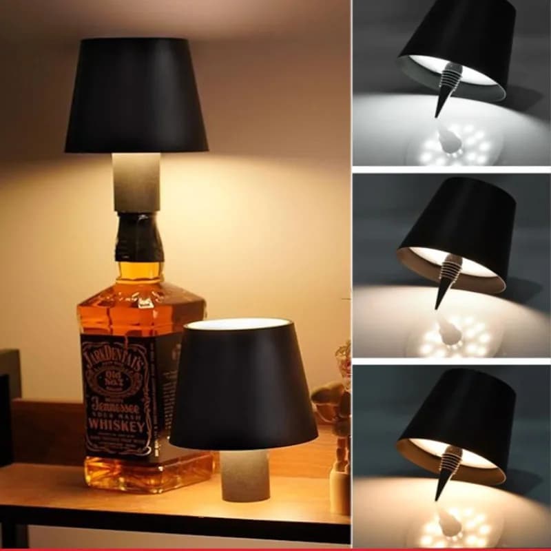 Lampada da tavolo per bottiglie senza fili Touch Control di 3 colori Lampada da notte con regolazione continua adatta per luci da scrivania per bottiglie di vino da bar