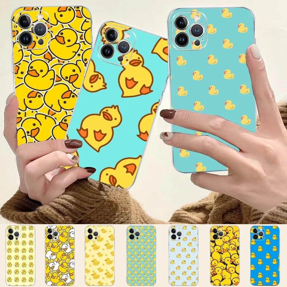 Custodia per telefono anatra gialla morbida in silicone per iPhone 16 15 14 13 12 11 Pro Mini XS MAX Plus X Cover