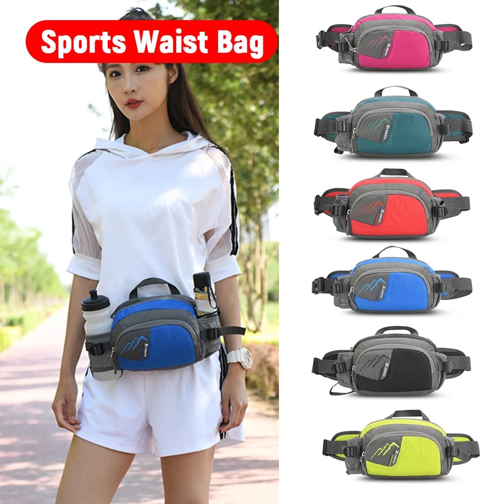 Marsupio da Corsa in Nylon Impermeabile con Portaborraccia per Ciclismo e Jogging