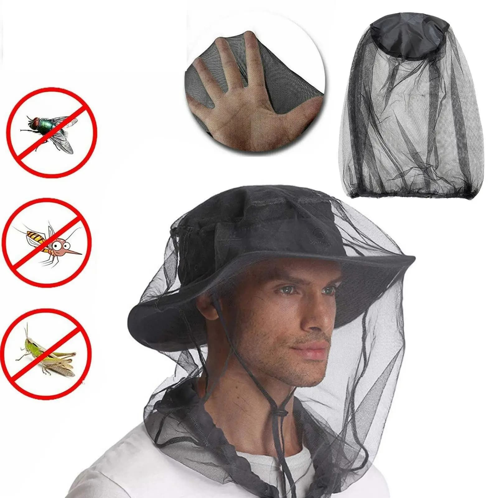 Apicoltura Anti Flying Floc Net garze Hat Outdoor Fishing Bee mordere cappello Net Mask Net Head Net Mask Travel Camping