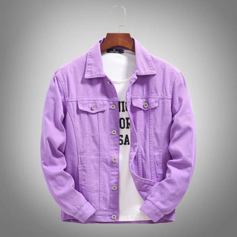 Nuove Giacche in Denim Viola alla Moda per Uomo, Cappotti in Jeans con Strappi, Giacche in Denim Tinta Unita Primavera-Autunno, Giacche Casual in Cotone per Uomo, Taglie fino a 5XL