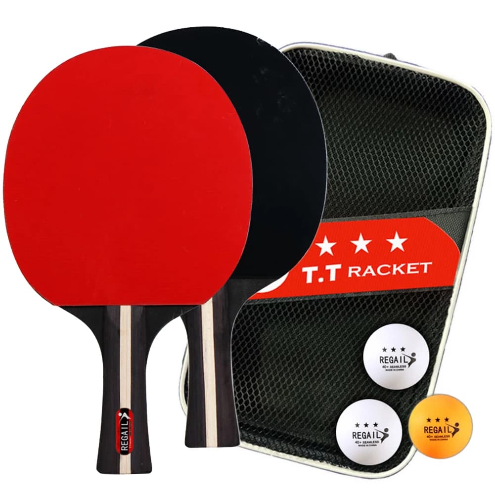 Table Tennis Racket 2 Rackets & 3 Balls Ping Pong Paddles Set Professional 2 Player Ping Pong Racket Set with Bag for Beginners