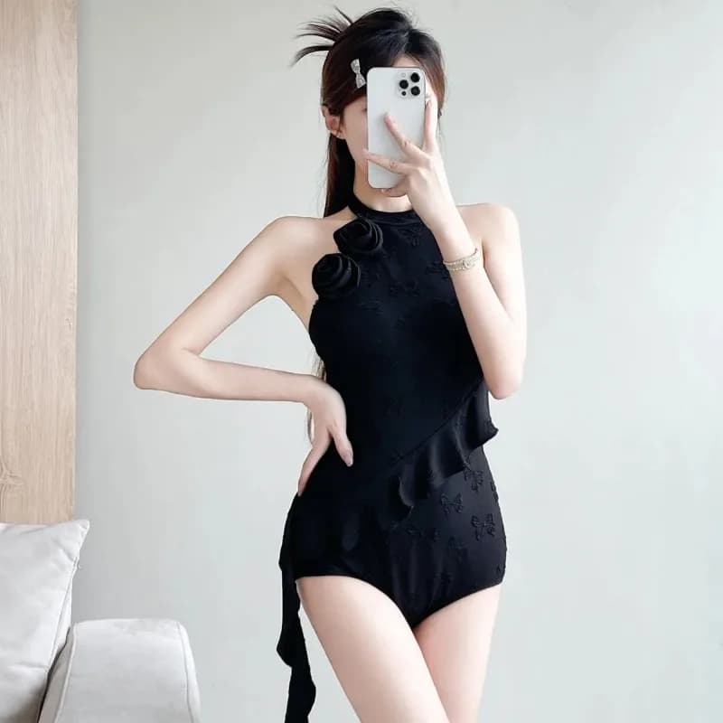 Costume da bagno intero da donna a maniche lunghe, estivo, con protezione solare, contenitivo, snellente, stile chic, per la spiaggia