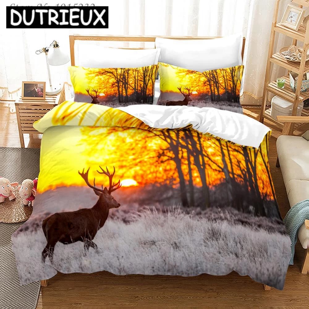 David's Deer Giraffe Set di biancheria da letto stampato in 3D Copripiumini Federe Set di biancheria da letto consolatore Biancheria da letto Biancheria da letto 02