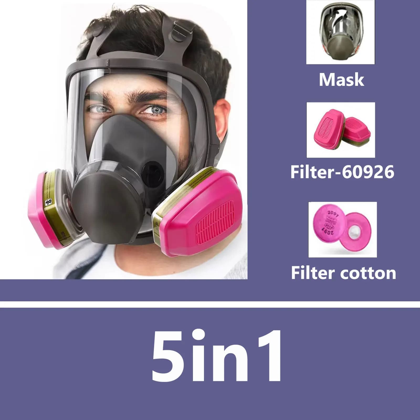 6800 Full Face Respirator Gas Paint Spray Mask with 60926 Cartridge for Painting Car Spray Epoxy Resin Dust Polishing Welding