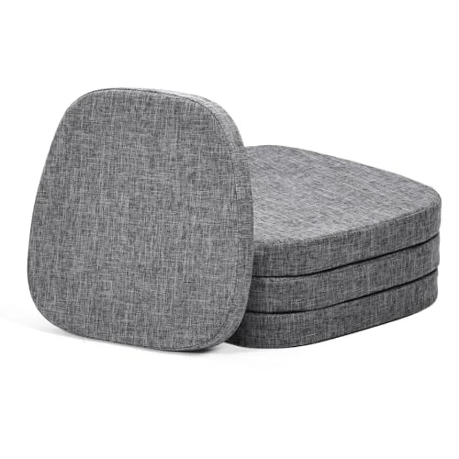 Set di 4 Cuscini per Sedie in Memory Foam 14x14, Design a Doppio Strato Antiscivolo per Sedie da Pranzo in Metallo, Cuscini per Sedie da Cucina con M