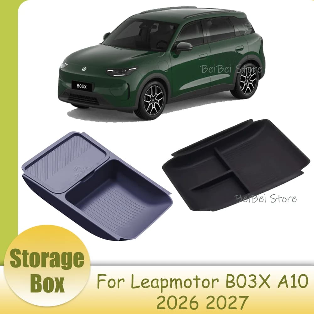 Storage Box For Leapmotor B03X A10 2026 2027 TPE Car Armrest Box Lower Multifunctional Storage Box Protect Interior Accessories