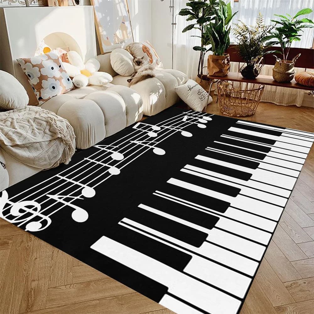 Anti-slip piano keyboard illustration for living room, bedroom, children, children's room and games room, yoga carpet