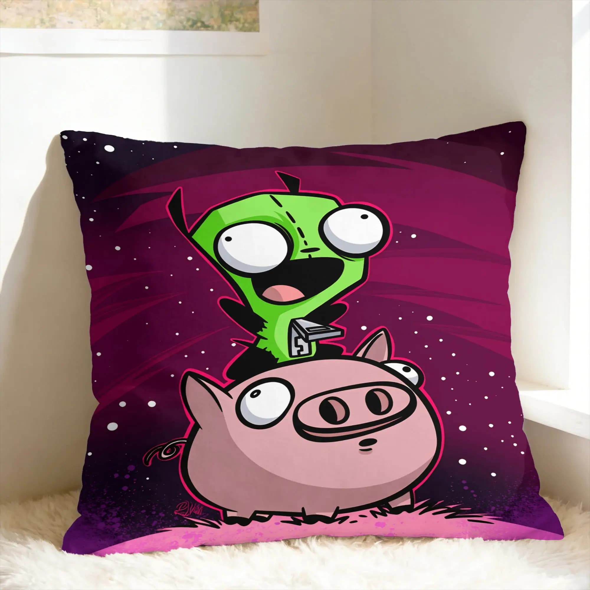 Fodera per cuscino I-Invader ZIM Anime, fodera per cuscino quadrata, fodera per cuscino vintage per sedia da soggiorno