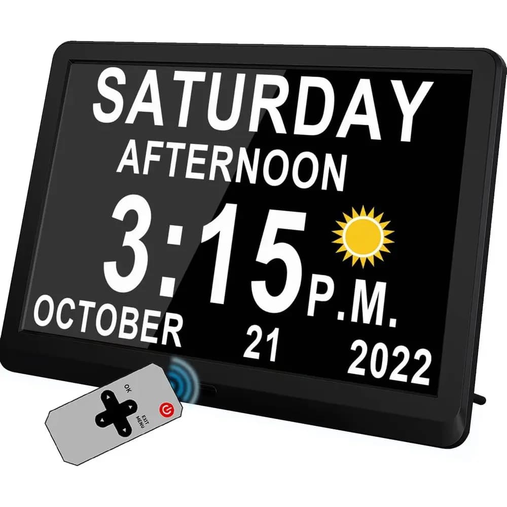 Orologio Digitale Grande da 11,5 Pollici, 19 Sveglie, DST Automatico, Dimmerabile, da Parete/Tavolo, Ideale per Demenza, Promemoria Personalizzati e Avvisi di Compiti - Perfetto