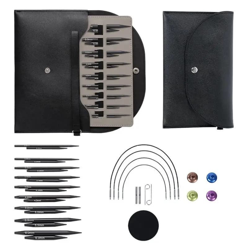 Set di Ferri Circolari Intercambiabili - 9 Paia (5+8 cm) con Accessori, Ideali per Viaggi - A78U