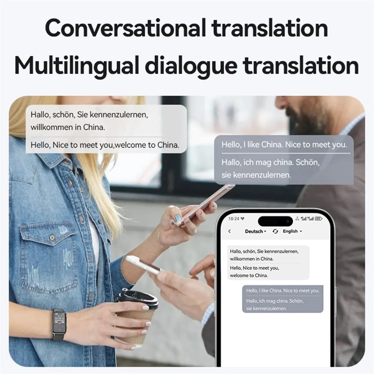 A26Z AI Voice Recorder Watch ChatGPT Smart Transcription Real-Time Translation for Meeting Interview APP Control 16GB