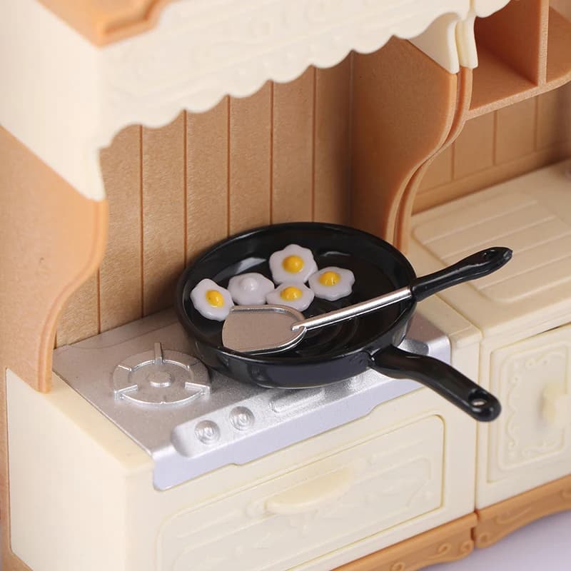 1/12 Miniature Fried Egg Panels Set, Doll House Kitchen Decoration, Doll House Accessories