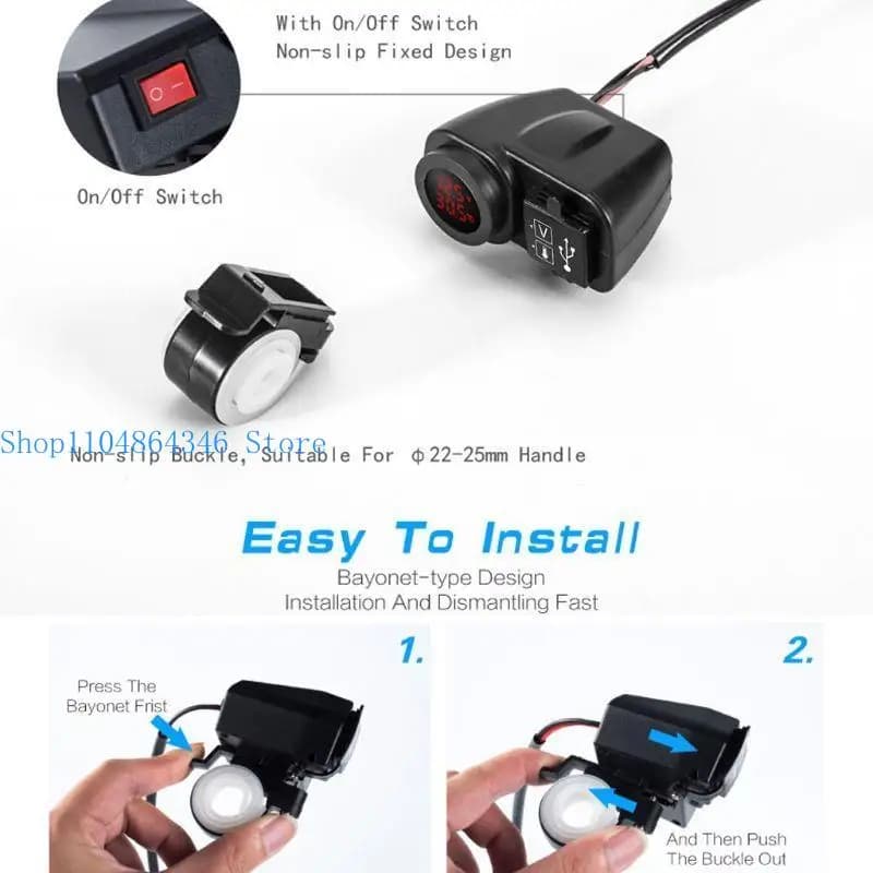 Adattatore ricarica per presa USB 652F Presa per caricabatteria per auto 12V 24V Doppia presa corrente USB