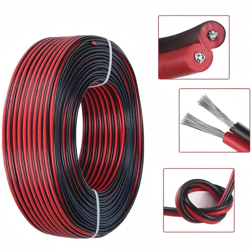 Cavo elettrico da 10 m a 2 pin in rame stagnato 22AWG con isolamento in PVC, prolunga per strisce LED, filo rosso e nero
