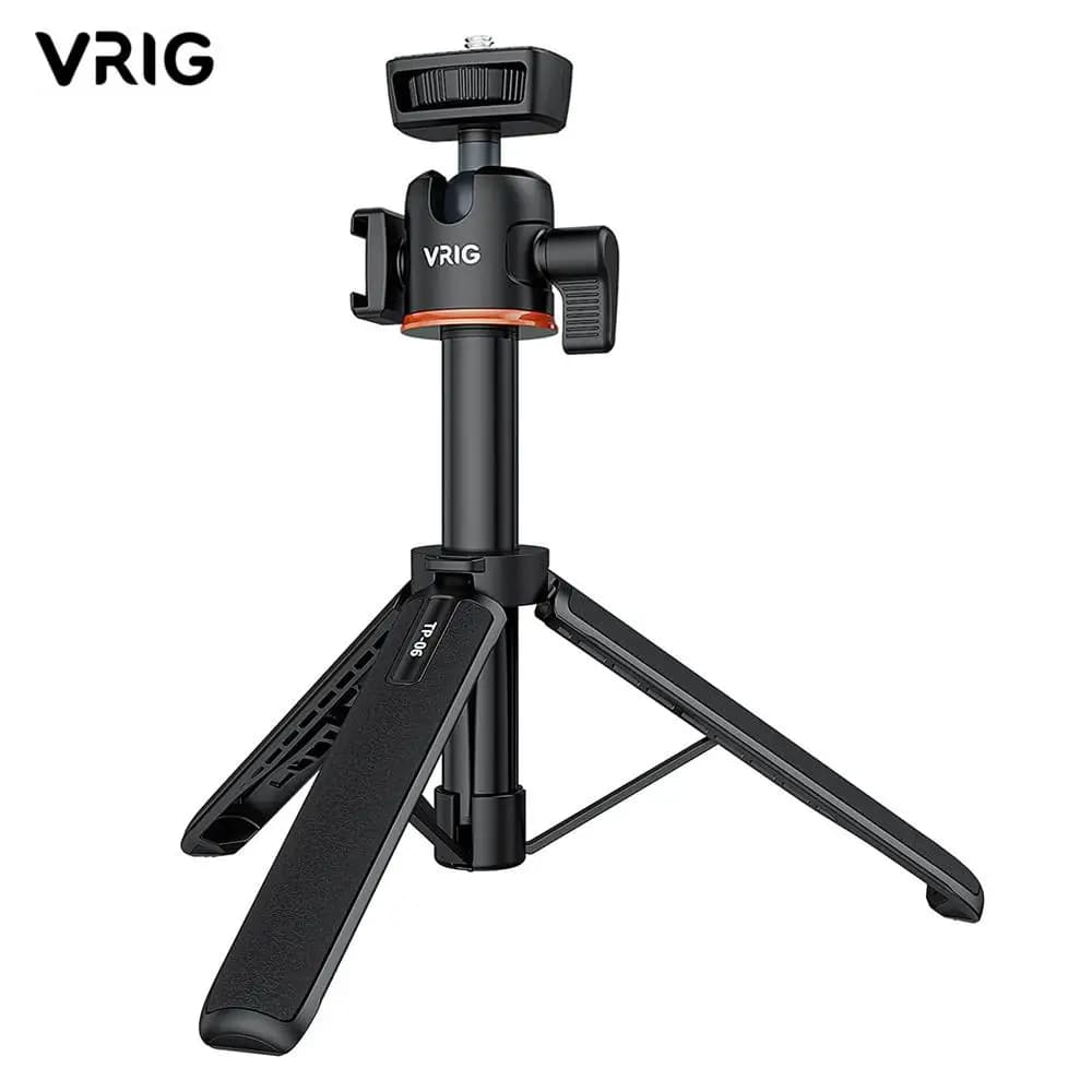 VRIG aluminum Selfie Stick tripod 1/4 ColdShoe Mount for camera Smartphone Mic Light Extend tripod 1.5kg load for Live Streaming
