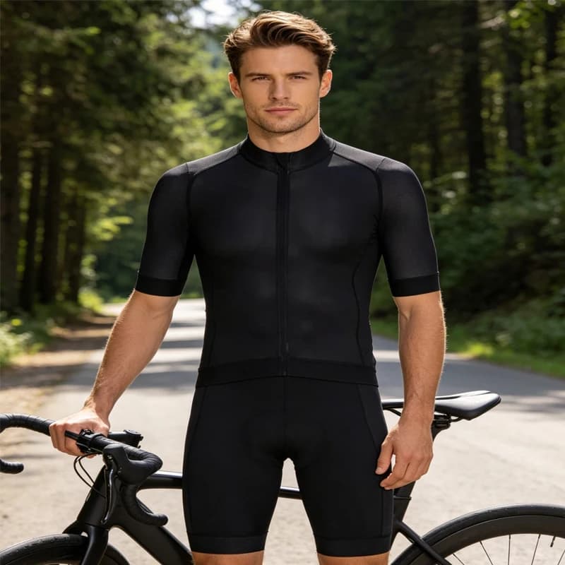 Completo da Ciclismo Estivo 2026 da Uomo: Maglia a Maniche Corte ad Asciugatura Rapida e Pantaloncini con Bretelle per Triathlon - Divisa da Bici